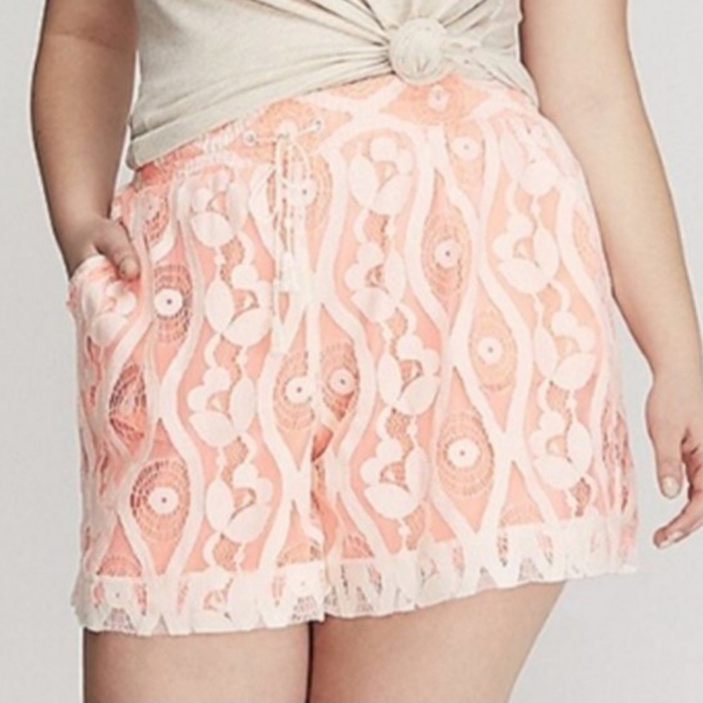 NWOT Lane Bryant Floral Lace Boho Drawstring Shorts